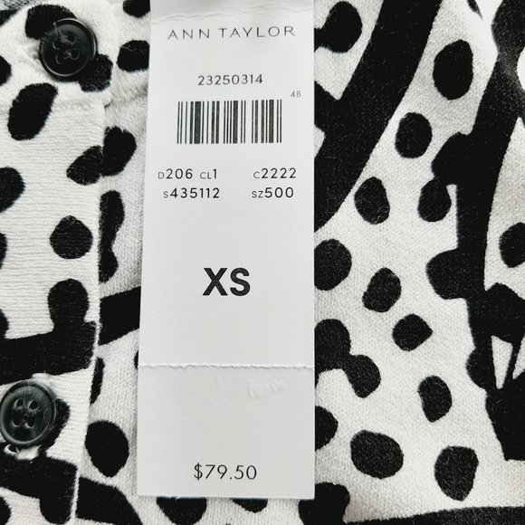 Ann Taylor Womens Cardigan Sweater Size XS Black White Button Front Knit - Picture 7 of 7